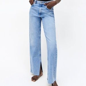 Zara wide leg 90s jean w slit hem